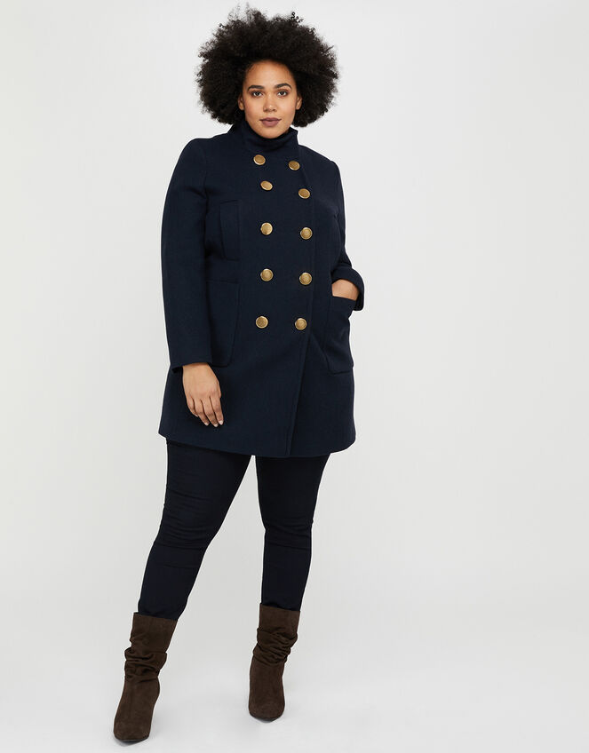 Louis Funnel Neck Coat, Blue (NAVY), large