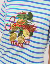 Lindy Sorrento Stripe T-Shirt, Blue (BLUE), large