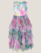 Watercolour Sleeveless Ruffle Party Dress, Multi (MULTI), large