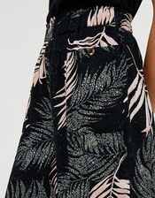 Palm Print Culottes in Recycled Fabric, Black (BLACK), large