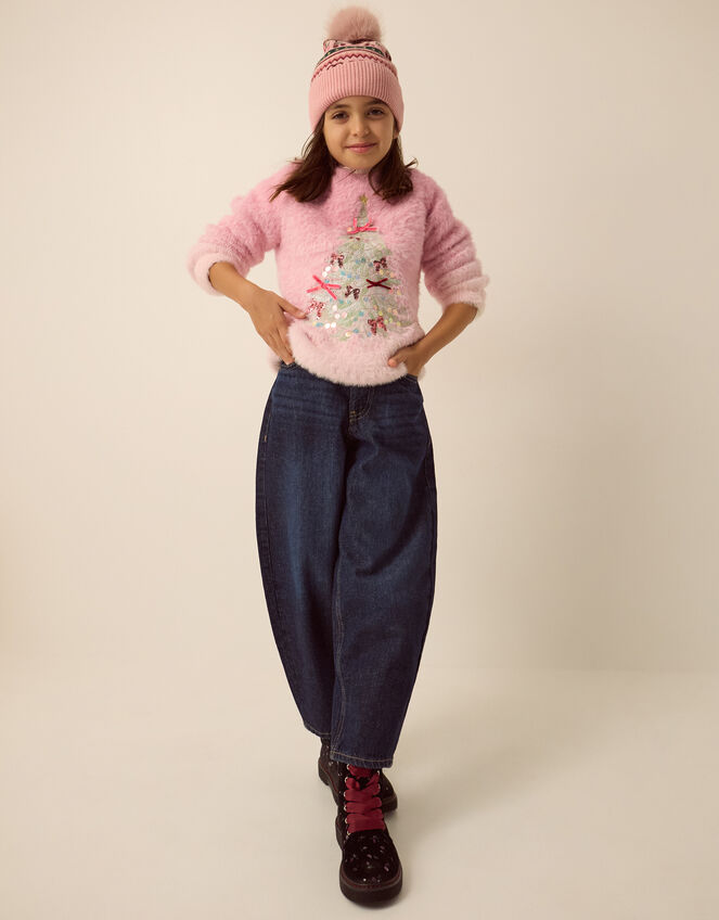 Embellished Christmas Tree Ombr&eacute; Jumper, Pink (PINK), large