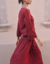 Saoirse Broderie Midi Skirt, Red (BURGUNDY), large