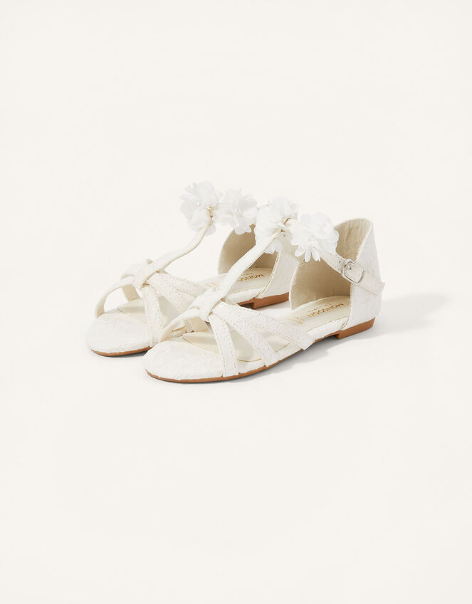 Corsage Sandals, Ivory (IVORY), large