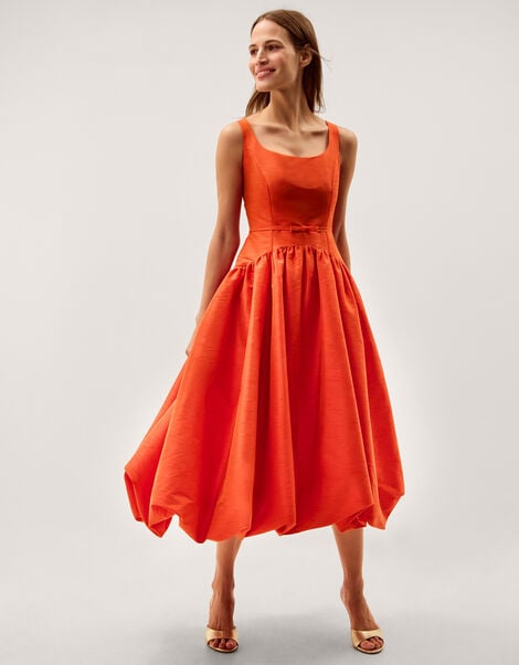 Mila Fit and Flare Midi Dress, Orange (ORANGE), large