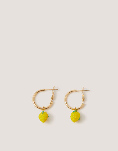 Lemon Charm Hoop Earrings, , large