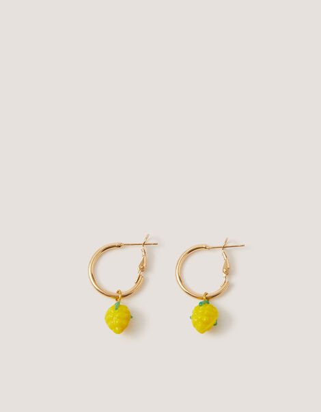 Lemon Charm Hoop Earrings, , large