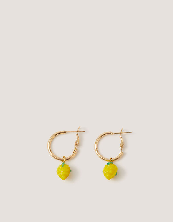 Lemon Charm Hoop Earrings, , large