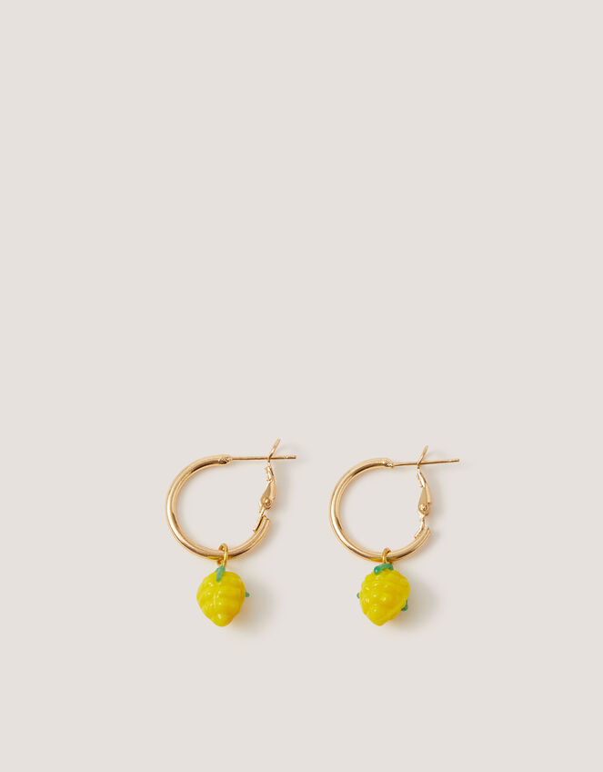 Lemon Charm Hoop Earrings, , large