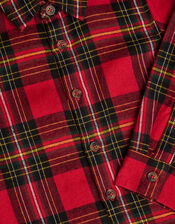 Long Sleeve Tartan Flannel Shirt, Multi (MULTI), large