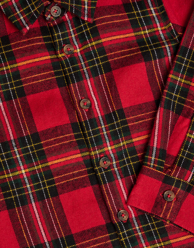 Long Sleeve Tartan Flannel Shirt, Multi (MULTI), large