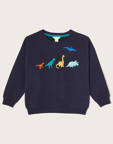 Dinosaur Embroidered Oversized Sweat Top	 Blue, Blue (NAVY), large