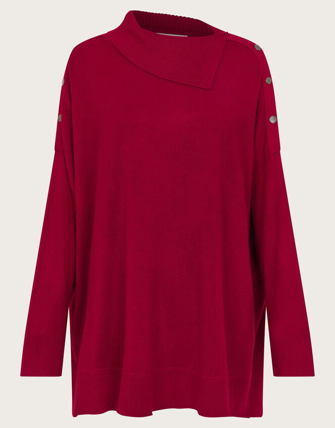 Beth Button Detail Sweater, Red (RED), large