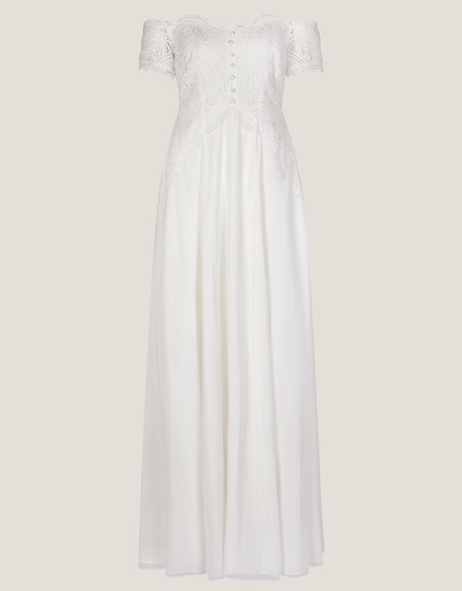 Maddie Off-Shoulder Wedding Dress, Ivory (IVORY), large