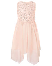 Sequin Hanky Hem Dress, Orange (PEACH), large