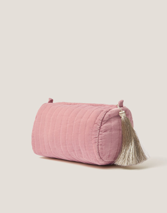 Floral Initial Quilted Beauty Bag, Pink (PINK), large