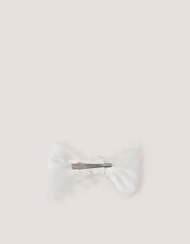 Appliqu&eacute; Bow Hair Clip, Ivory (IVORY), large