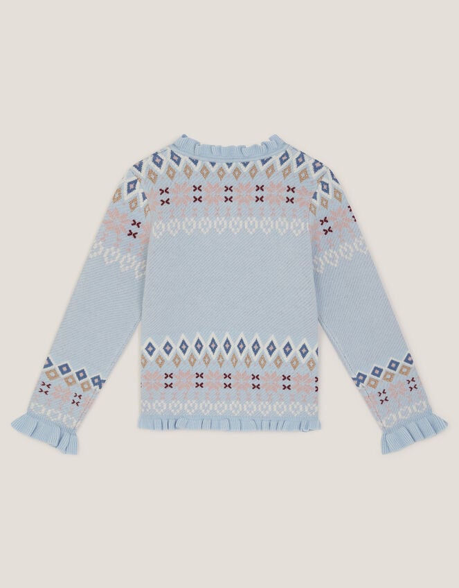 Swallow Fair Isle Cardigan, Blue (BLUE), large