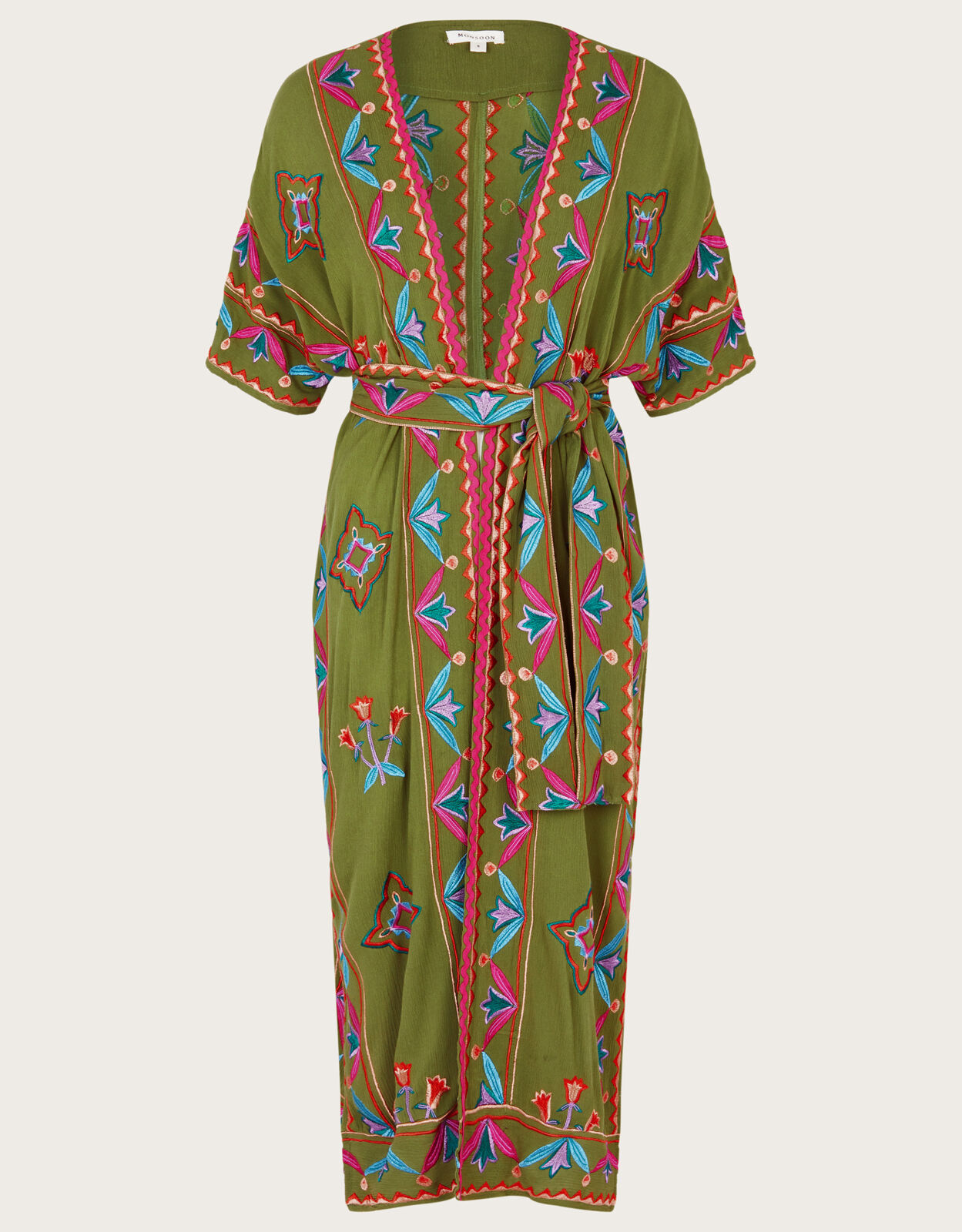 Embroidered Kimono in LENZING ECOVERO Green