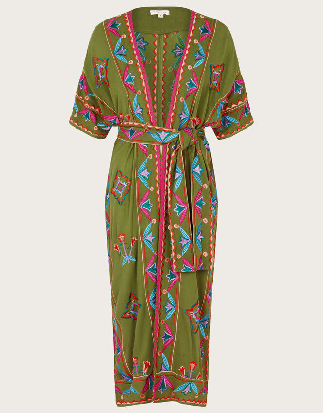Embroidered Kimono in LENZING&trade; ECOVERO&trade;, Green (GREEN), large