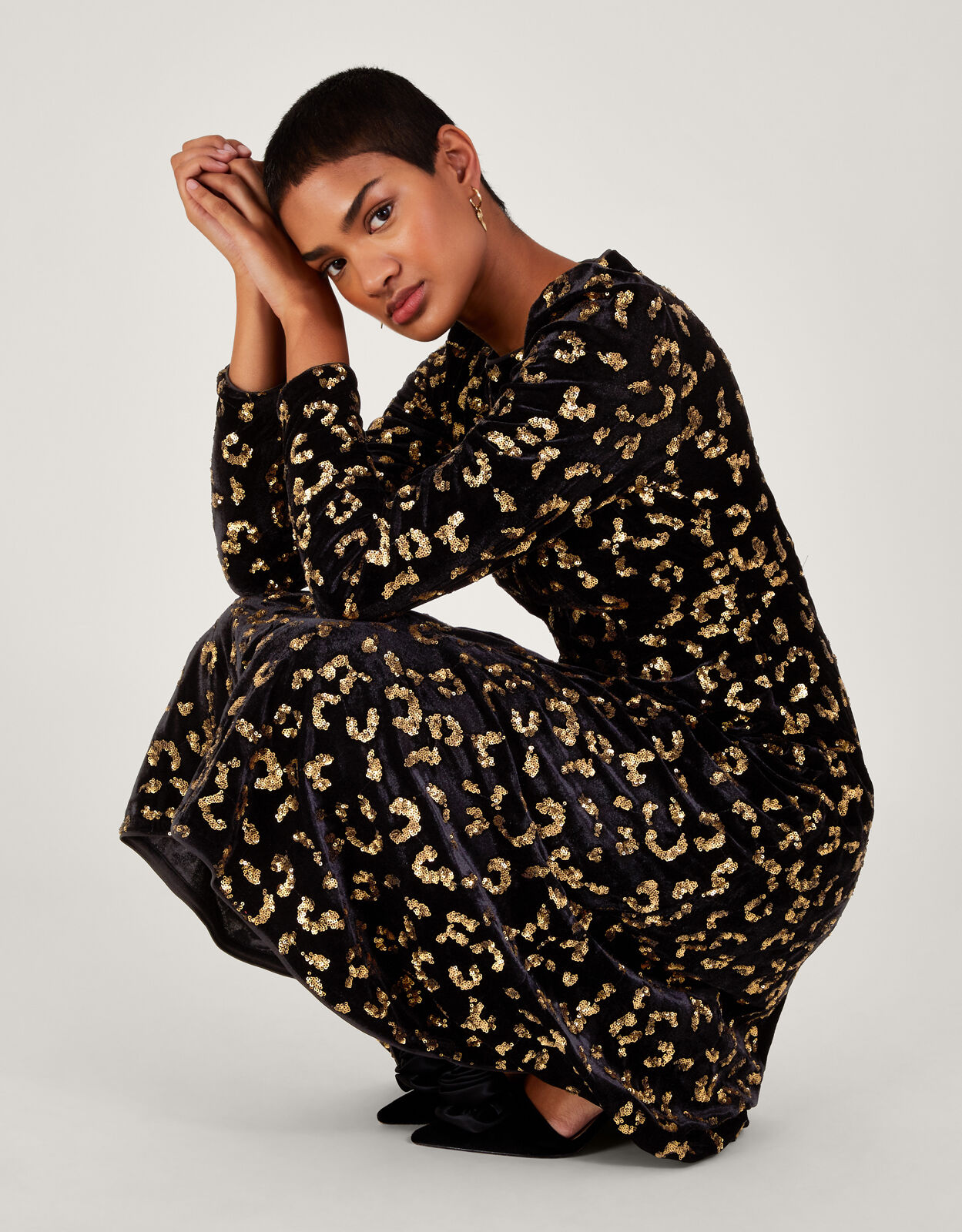 Arwen Animal Sequin Dress Black