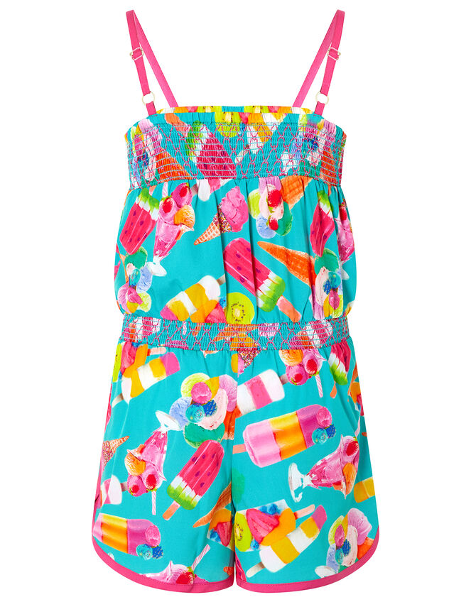 Erica Ice Lolly Playsuit in Recycled Fabric, Green (GREEN), large