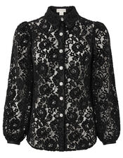 Francesca Floral Lace Shirt, Black (BLACK), large