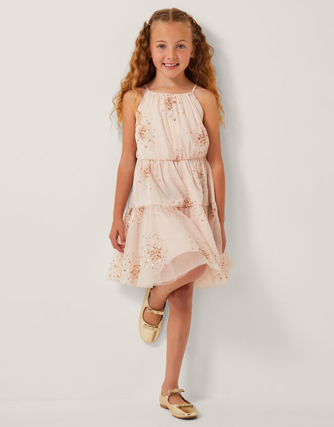 Tilly Sequin Tiered Party Dress, Pink (PINK), large