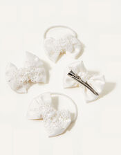 Lacey Pearl Bow Hair Set, , large