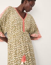 Elma Print Midi Beach Dress, Green (KHAKI), large