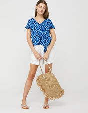 Maya Tie-Dye T-Shirt in Organic Cotton, Blue (BLUE), large