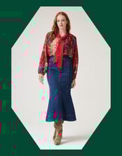 One Hundred Stars Primula Pussybow Blouse, Red (BERRY), large