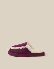 Jess Whipstitch Mule Slippers, Red (BURGUNDY), large