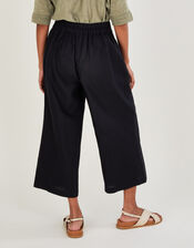 Button Pocket Trousers in Linen Blend, Black (BLACK), large