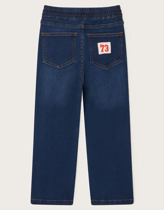 Drawstring Straight Jeans, Blue (BLUE), large