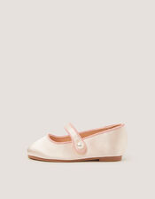 Pearl Strap Satin Walker Shoes, Ivory (IVORY), large