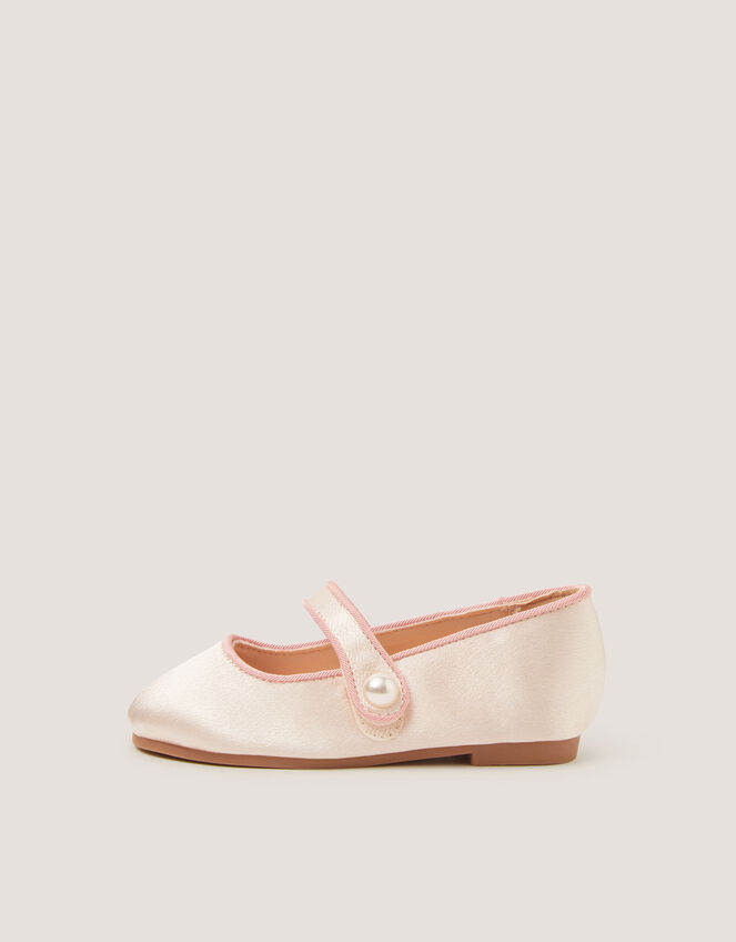 Pearl Strap Satin Walker Shoes, Ivory (IVORY), large