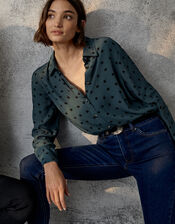 Star Print Shirt with LENZING™ ECOVERO™, Green (GREEN), large