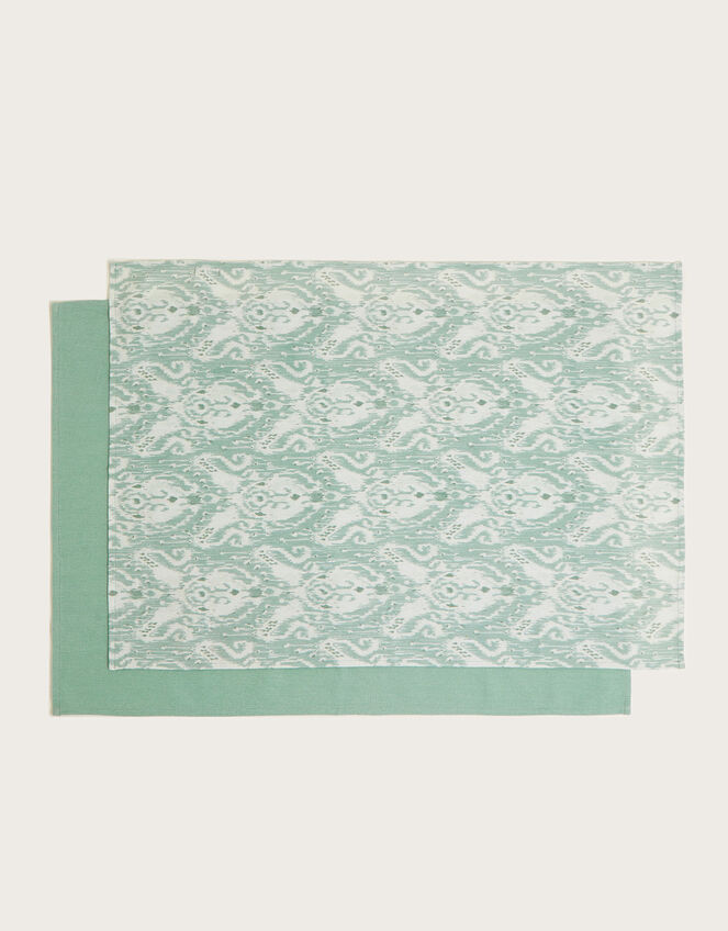 Ikat Print Tea Towel Twinset, Teal (TEAL), large