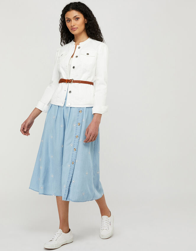 Fern Denim Jacket with Organic Cotton, White (WHITE), large