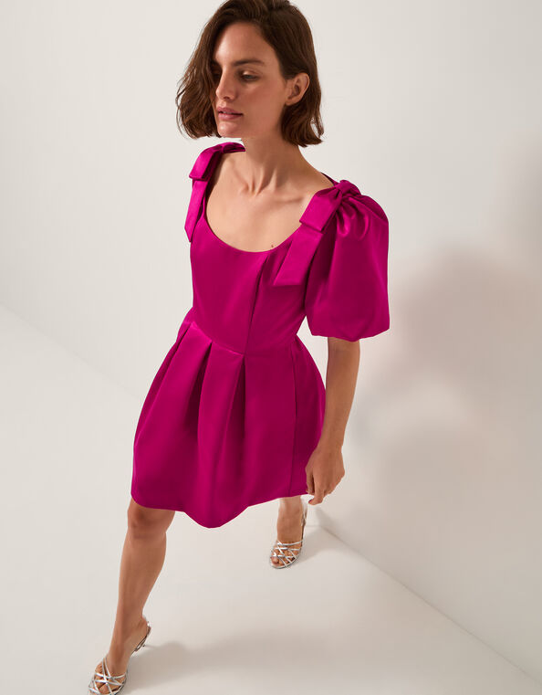 Sarai Puff Sleeve Satin Mini Dress, Pink (PINK), large