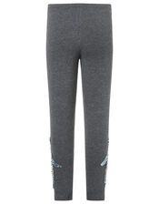 XMAS Sequin Penguin Leggings with Organic Cotton, Grey (CHARCOAL), large