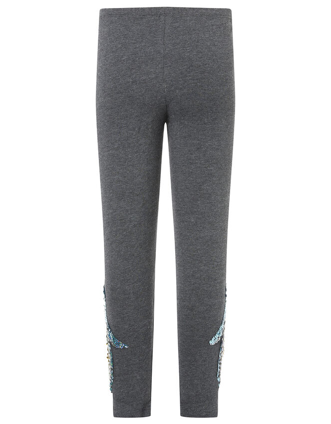 XMAS Sequin Penguin Leggings with Organic Cotton, Grey (CHARCOAL), large