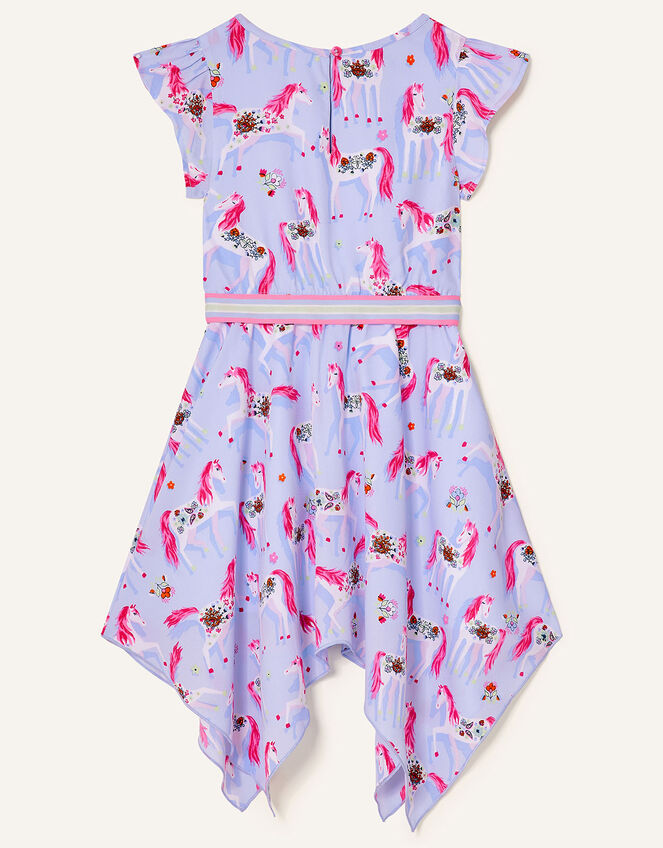 Floral Unicorn Hanky Hem Dress, Purple (LILAC), large