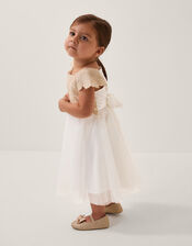 Baby Estella Embroidered Tulle Dress, Gold (GOLD), large