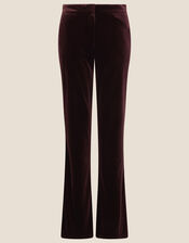 Bella Velvet Bootleg Trousers, Brown (CHOCOLATE), large