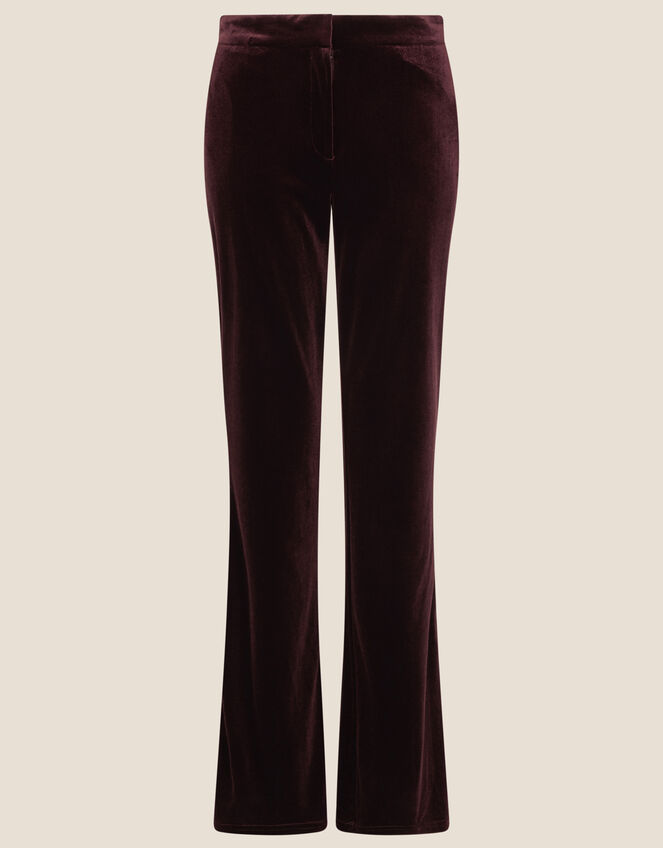 Bella Velvet Bootleg Trousers, Brown (CHOCOLATE), large