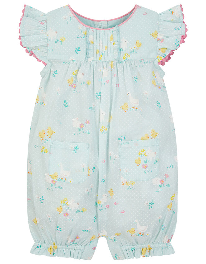 Newborn Chick Printed Romper , Blue (BLUE), large