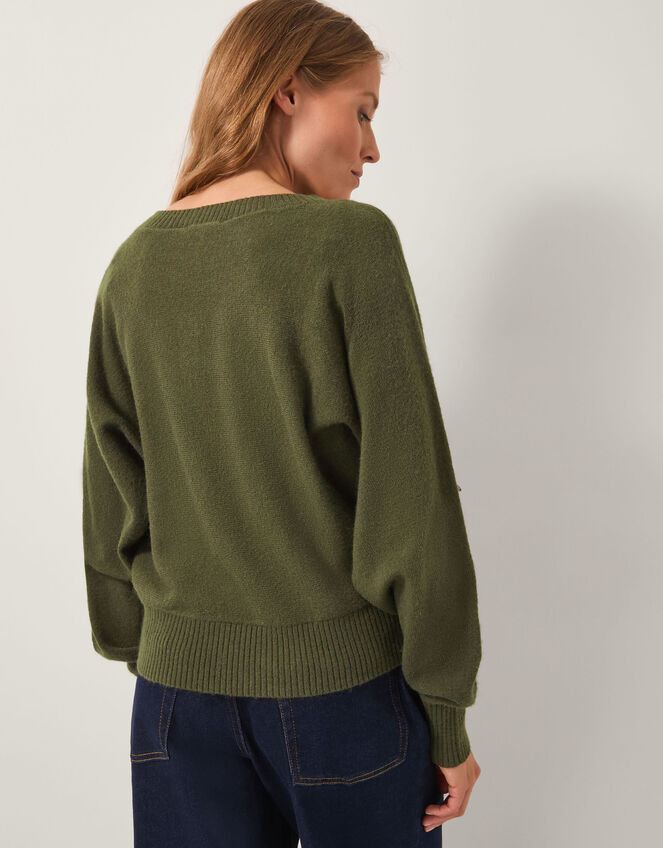 Sable Sequin Embellished Sweater, Green (KHAKI), large