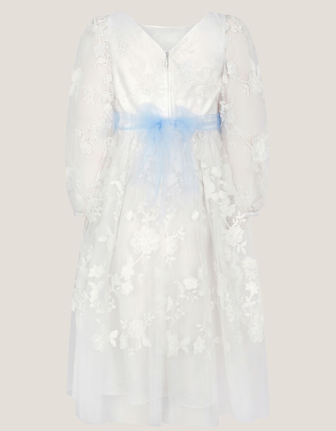 Beatrice Floral Embroidered Tulle Dress, Ivory (IVORY), large