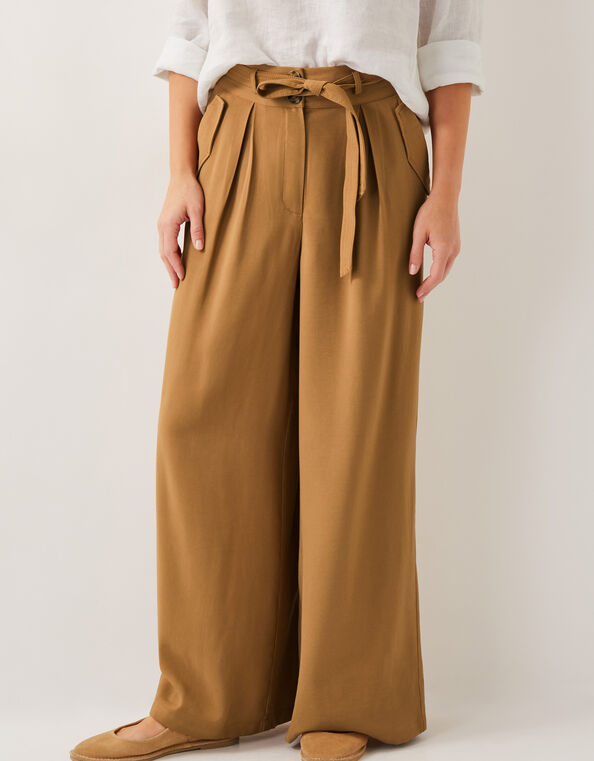 Nina Wide Leg Pants, Brown (TOBACCO), large